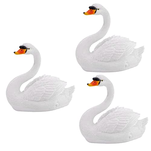 Yardwe 3Pcs Floating Detailed Outdoor Fake Yard For Figurine Sculpture Patio Goose White Deterrent Decoy Household Decorations Pond Swan Animal Statue Decoration Home Duck Decor Craft #TOP26