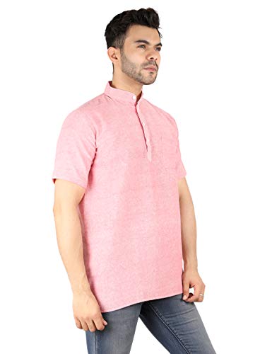 Image of LATEST CHIKAN Men's Cotton Regular Casual Strped Short Kurta Half Sleeves - (SK-LJ.DS.AS)