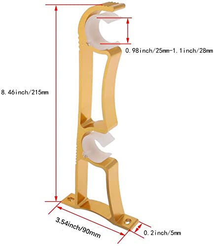 Yinpecly 2Pcs Single Curtain Rod Brackets for Drapery Rod Premium Aluminum Alloy Heavy Duty Curtain Rod Holders for Living Room, Screen Porches, Family Room Gold