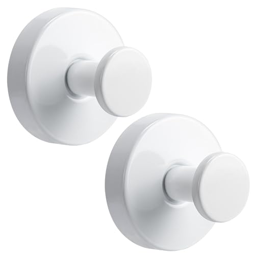 Fenas Suction Cup Hooks for Shower No-Drill Bathroom Hooks for Towels, Robes, Loofah Mountable on Bathroom Walls, Kitchen, Glass, Mirrors, Tile and Smooth,Non-Porous Surfaces (2, White)