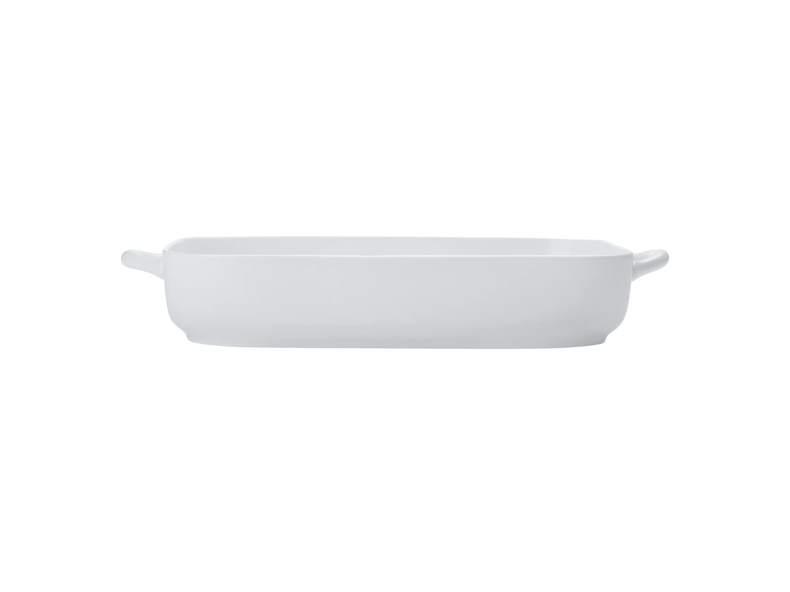 Teglia Rettangolare In Porcellana Bianca Della Linea White Basic, Dimensioni 36x24.5x7 Cm, Ideale Per Forno, Microonde E Lavastoviglie