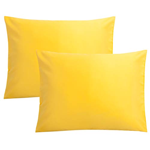 FLXXIE Microfiber Pillow Cases Standard Size, Soft Pillowcases with Envelope Closure, Wrinkle, Stain Resistant Pillow Covers, 20x26, Yellow