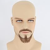 ZigZag Hair Fake Face Beard Extension Human Hair Mustache Black Costume Beard for Adults Men Realistic Makeup Lace Invisible False Beards (Brown)