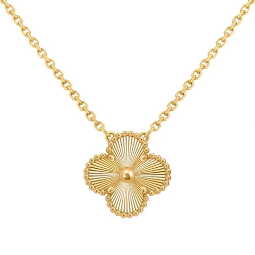 18K Gold Plated Four Leaf Clover Necklace for Women Lucky Clover Pendant Dainty Gold Necklace Elegant Jewelry Gift for Any Occasion