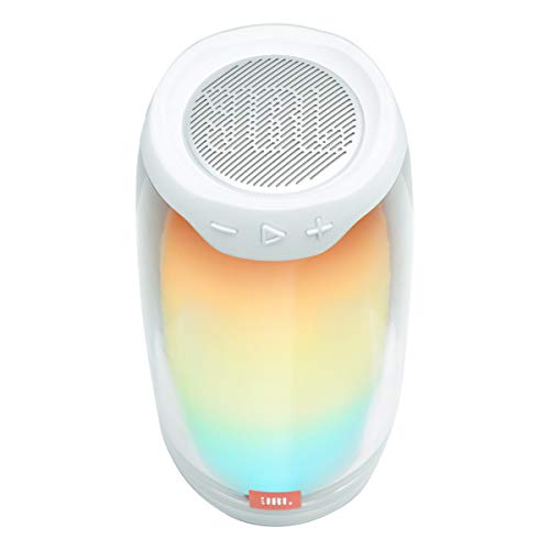 Image of JBL Pulse 4 - Portable Bluetooth Speaker with 360 degrees LED lights, powerful sound and deep bass, IPX7 waterproof, 12 hours of playtime, JBL PartyBoost for multiple speaker pairing (White)