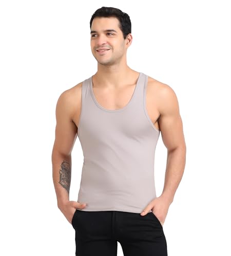 Image of Freecultr Cotton Vest for Men Sleeveless Lightweight Solid Round Neck Comfort Vest | Ultra-Soft Breathable Innerwear Sando for Gym, Sports, Workout, and Everyday Wear | Regular Fit and Durable Design