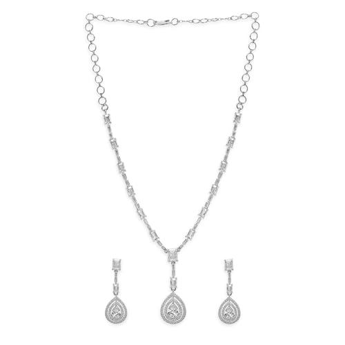 Image of Rubans Necklace Set American Diamond and Zirconia Statement Jewellery Gift for Women & Girls