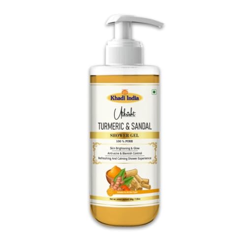 Image of Khadi Turmeric & Sandalwood Body Wash Gel 300 ml | Brightening & Antibacterial | For Redness & Irritation | Hydrates & Refreshes | Body Wash Shower Gel For Women & Men | All Skin Types