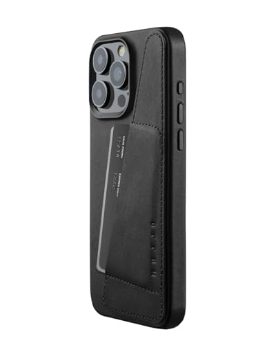 Coque Mujjo Leather Wallet iPhone 15 Pro Max Noir élégante