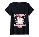 donna coppia innamorate di gatto meow, dimostrazione d'amore per san valentino maglietta con collo a v