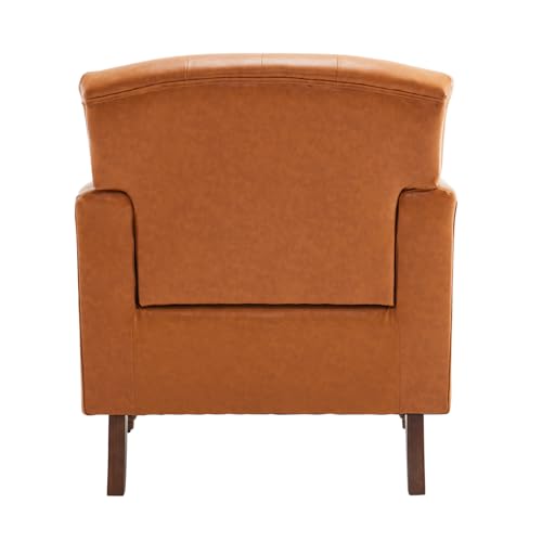 MOJAY-Modern-Accent-Chair-Mid-Century-PU-Leather-Living-Room-Chair-Comfy-Armchair-with-Thick-Padded-Cushion-Lounge-Sofa-Club-Chair-with-Sturdy-Wood-Legs-for-Bedroom-Home-Office-Camel MOJAY Modern Accent Chair Mid Century PU Leather Living Room Chair Comfy Armchair with Thick Padded Cushion Lounge Sofa Club Chair with Sturdy Wood Legs for Bedroom Home Office Camel