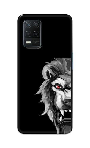 Image of PRINTFIDAA Printed Hard Back Cover Case for Realme 8 5G | Realme 8S 5G | Realme Narzo 30 5G | Realme 9 5G Back Cover (Angry Lion) -112