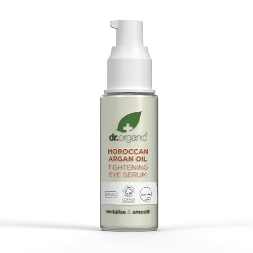 Dr Organic Moroccan Argan Oil Eye Serum, Revitalising, Fine Lines, Mens, Womens, Natural, Vegan, Cruelty-Free, Paraben & SLS-Free, Certified Organic, 30ml