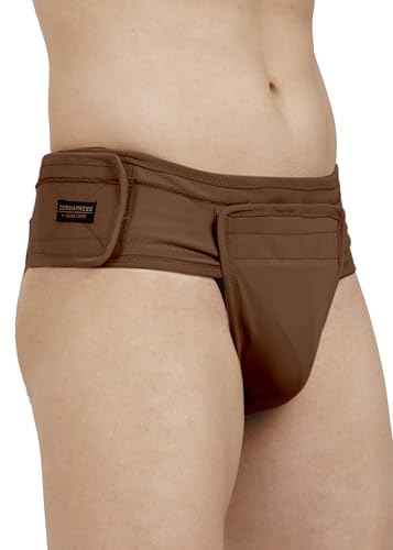 Image of Inguinal Hernia Supporter |HIGH COMPRESSION || Hook & Loop Closure || Scrotum Support || Gym & Daily Use Supporter || Relieve Pain and Swelling || Stretchable || Cotton-Lycra Fabric || Breathable Cotton-Lycra (Brown, 5XL)