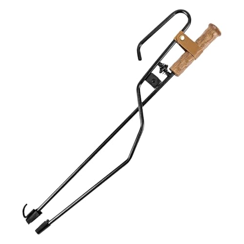 Herramienta extra larga para fogata, agarrador de troncos para chimenea, 19.88 x 3.54 pulgadas, pinzas de cocina para camping, atizador de fuego multifuncional y agarrador de troncos, ergonómico,