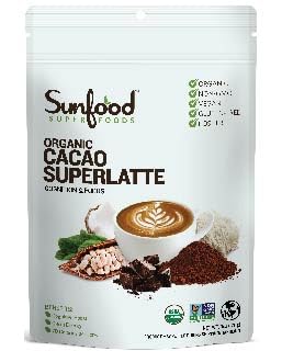 Sunfoods Cacao Superlatte - Mushroom Coffee, Mushroom Cocoa, Chocolate Mushroom Powder, Cocoa Powder Drink, Coffee Alternative, Adaptogens, Antioxidants & Functional Mushrooms, Organic - 6 Oz Bag