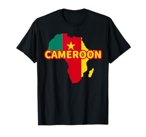 Cameroon Cameroonian Pride Flag Map Africa Print T-Shirt