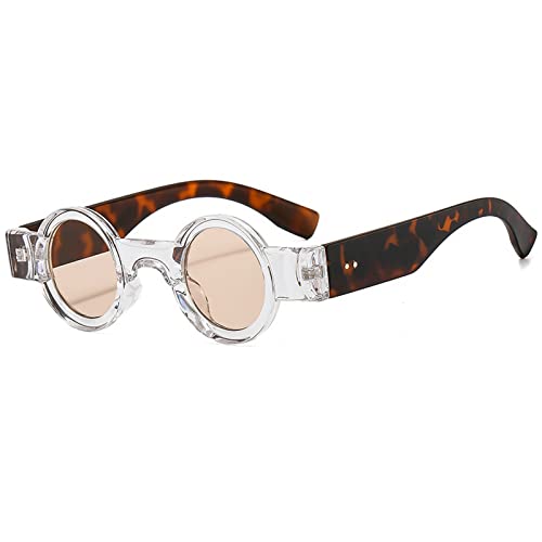 Popular Fashion Small Round Sunglasses Women Retro Punk Shades UV400 Men Clear Ocean Lens Trending Rivets Sun Glasses