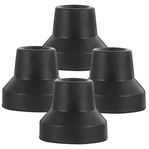 HOMOCONO 4pcs Trekking Pole Tip Protectors Whelping Pads Cane Replacement Tips Pads for Crutches Walking Cane Tips Anti-Skid Crutch Foot Pad Non-Slip Crutch Replacement Tip Black Rubber