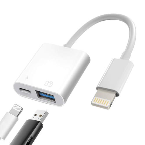 [Apple MFi Certified] Lightning to USB Camera Adapter with Charging Port for iPhone High-Speed & Portable USB 3.0 Female OTG Adapter for iPad Support Flash Drives Keyboard Plug and Play