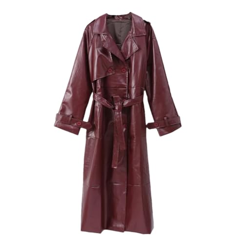 Veste en cuir synthétique femme finitions premium coupe trench d'automne hiver