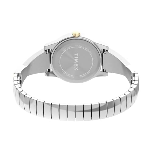 Image of TIMEX Fashion Stretch Bangles White Round Dial Analog Women's Watch - TW2V51100JQ
