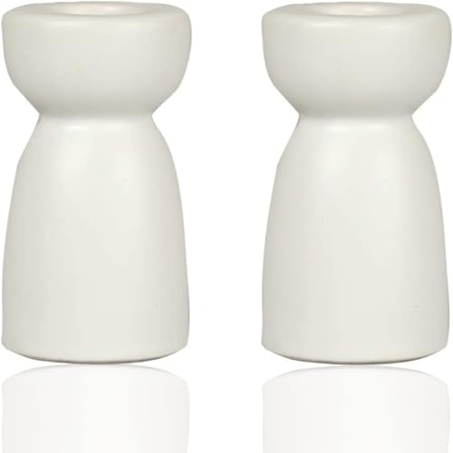 White Ceramic Taper Candle Holders