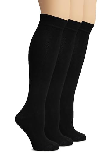 Image of Hugh Ugoli Women's Rayon Derived from Bamboo Knee High Socks Comfort Seam Long Dress Socks, Shoe Size 5-8 /8-11, 4 Pairs