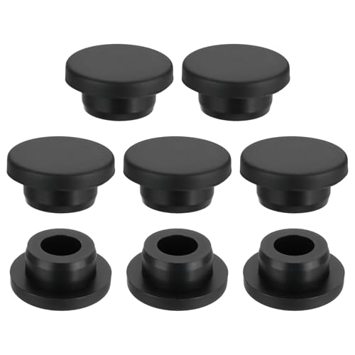 uxcell 8Pcs Silicone Hole Plug 23mm, Black High Temp T Type Rubber Stoppers for 21.8-22.8mm Hole, Waterproof Button Hole End Covers for Powder Coating, Sealing Plugs, Pipe Holes