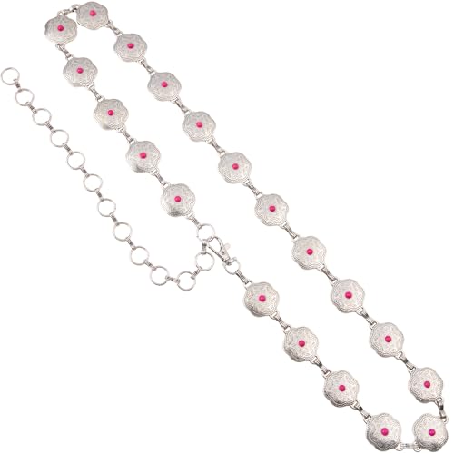Rustic Couture's Western Vintage Country Metal Concho Chain Belt for Women Cowgirl