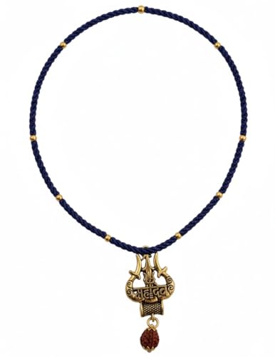 Image of BookMyCostume Spiritual & Devotional Mala Collection - Natural Tulsi Kanthi & Rudraksha Bead Necklaces with Trishul & Religious Pendants - Unisex Ethnic Jewellery for Puja, Meditation, Festivals & Daily Wear