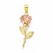 Charm America - Gold Long Stem Rose Charm - 14 Karat Solid Yellow and Rose Gold