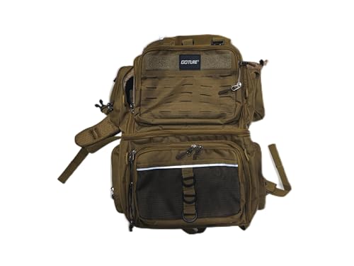 Goture フィッシングリュック 釣りバッグ タックルバッグ 30L大容量 600Dオックスフォード SBSジッパー 撥水加工 レインカバー付き ロッドホルダー 軽量 タックル収納 多機能 釣り 登山 旅行 アウトドア 携带性 カーキ