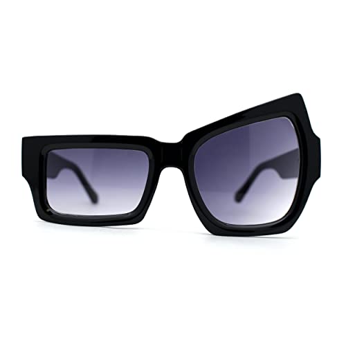 SA106 Womens Asymmetrical Raised Eyebrow Fun Diva Plastic Rectangle Sunglasses