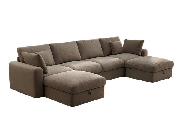 Image of Ihanherry 142 inch Sectional Couches for Living Room Beige
