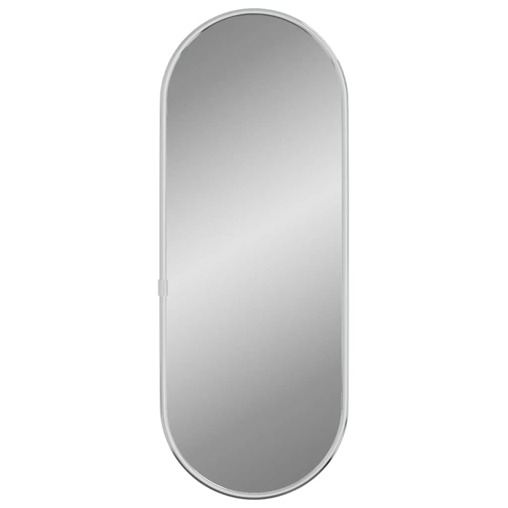 vidaXL Wall Mirror Bathroom Hallway Bedroom Home Decoration Hanging Wall-mounted Vanity Make up Cosmetic Mirror Silver 40x15 cm Oval