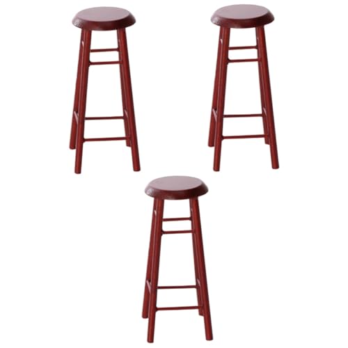 BESTonZON 3 Piezas Taburete De Casa De Muñecas Mini Sillas para Muñecas Mesa De Casa De Muñecas Taburetes De Bar En Miniatura Heces Taburete Alto De Madera Barra De Bar Modelo