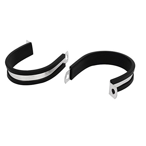 Aexit 46mm Dia Clamps EPDM Rubber Lined P Clips Cable Hose Pipe Clamps Strap Clamps Holder 2pcs