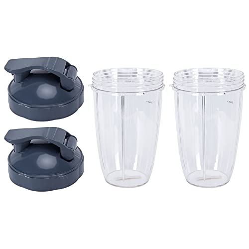 Recipiente transparente para licuadora de 24OZ + juego de tapa de repuesto apto para exprimidor de 600W/900W
