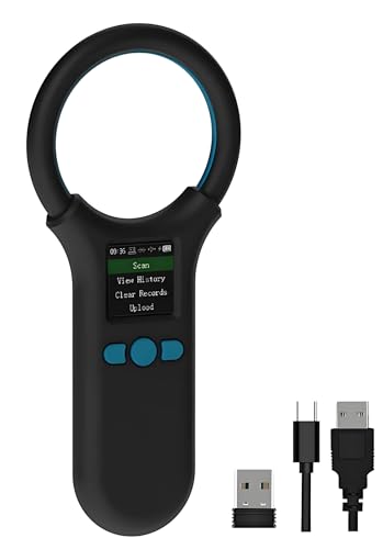 Image of Pet Microchip Scanner, Animal Universal Microchip Tag Reader Scanner with 1.44 inch TFT Screen, 500 Pieces Data Storage, 800mAh Rechargeable Battery, 3-in-1 Connections
