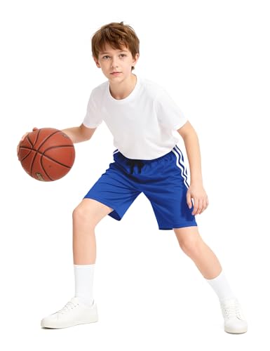 Image of Somaibo Boys Athletic Shorts, Kids Basketball Quick Dry Mesh Short for Youth Soccer Gym Sports Running