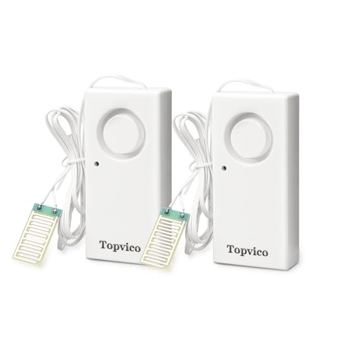 Topvico Water Leak Alarm, 2-Pack, Battery Operated, 120dB
