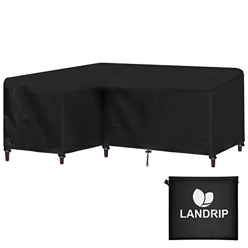 Landrip Housse de protection pour meubles de jardin Forme de L, Oxford Housse Salon de Jardin L Forme Imperméable, Bâche de Protectionpour Sofa en forme de L, Canapé D'angle, 210 x 270 x 85 x 65/90 cm Cover
