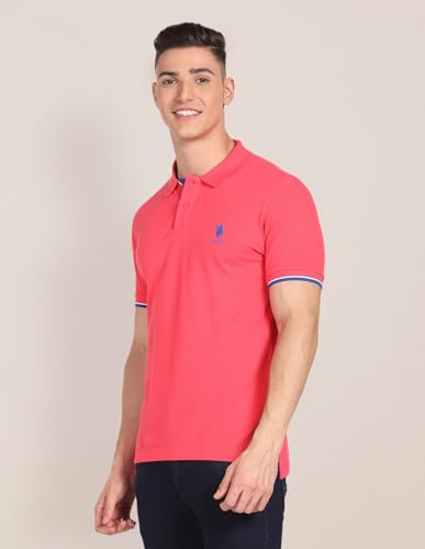 Image of U.S. Polo ASSN. Solid Slim Fit Polo T Shirts for Men - 100% Cotton, Half Sleeves Mens Tshirt