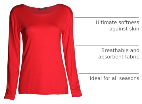 Image of Loxdonz Girls Plain Long Sleeve Scoop Neck T-Shirt Top Kids Basic Stretchy Top