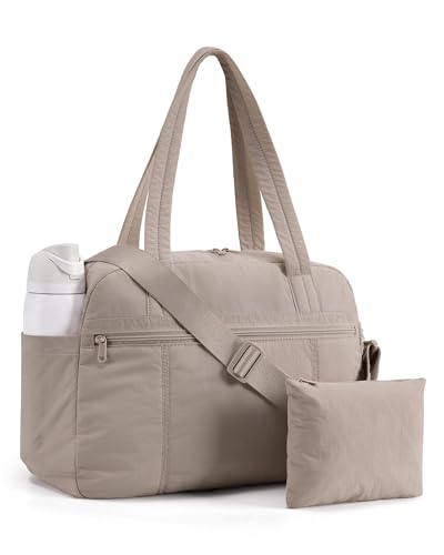 LIGHT FLIGHT Personal Item Travel Bag Lightweight Gym Bag for Women 20L Weekender Duffel Bag with Toiletry Pouch Carry on Overnight Dance Duffle Camel