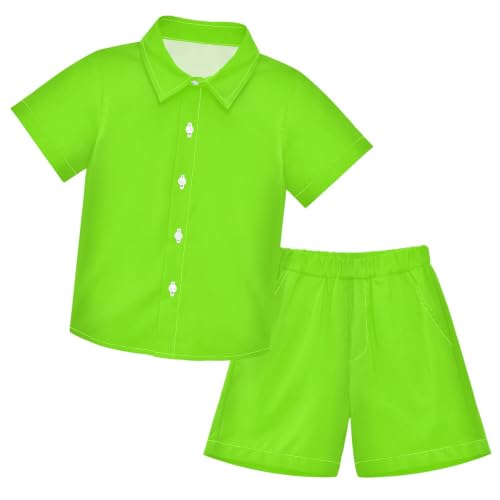Image of 3T Toddler Boy Shorts Set Black Hawaiian Button Down Shirts Summer Outfits for Little Boy