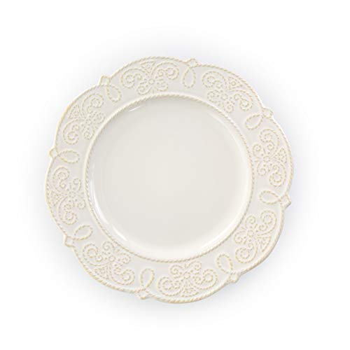 Elama LUNA Round Decorated Stoneware Scallop Embossed Dinnerware Dish Set thumb #4