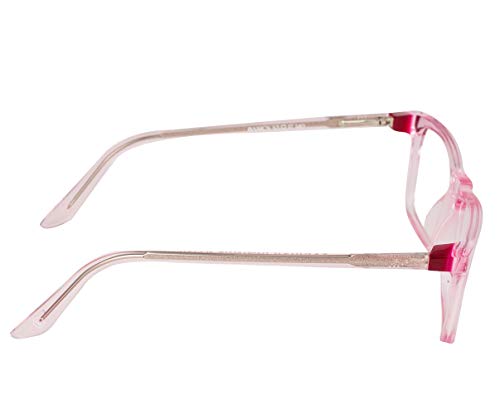 Image of Faddish Anti-glare Rectangular Unisex Spectacle Frame with UV400 & Bluelight Blocking Computer Glasses for Eye Safety from Bluelight by Computer Mobile (BASICS C5N BBL|Blue Block|UV400|Crystal Pink)