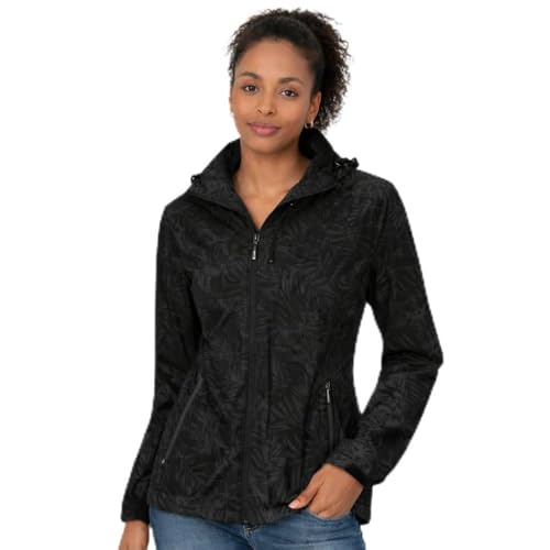 Blu Apparel Womens Waterproof Jackets Lightweight Ladies Rain Jacket for Women Outdoor Hiking Printed Breathable (UK, Numeric, 20, Regular, Regular, Black)